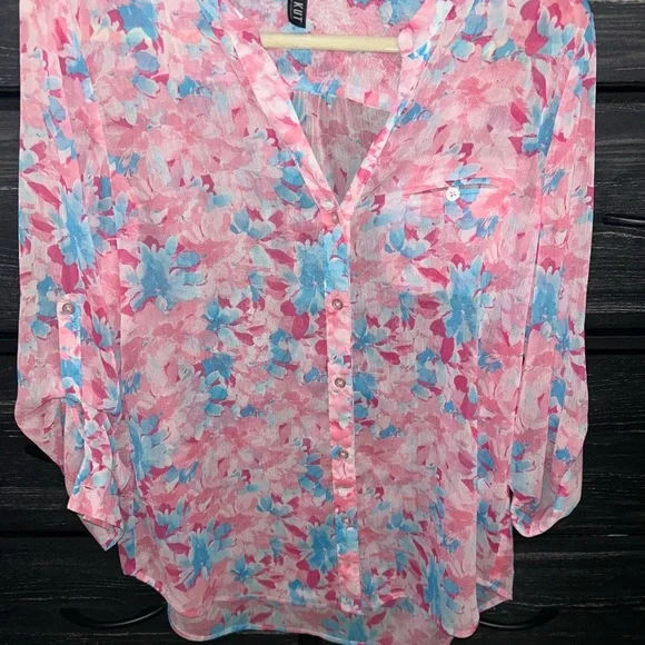 Kut From The Kloth Floral Long Sleeve Blouse Size M - Picture 6 of 7